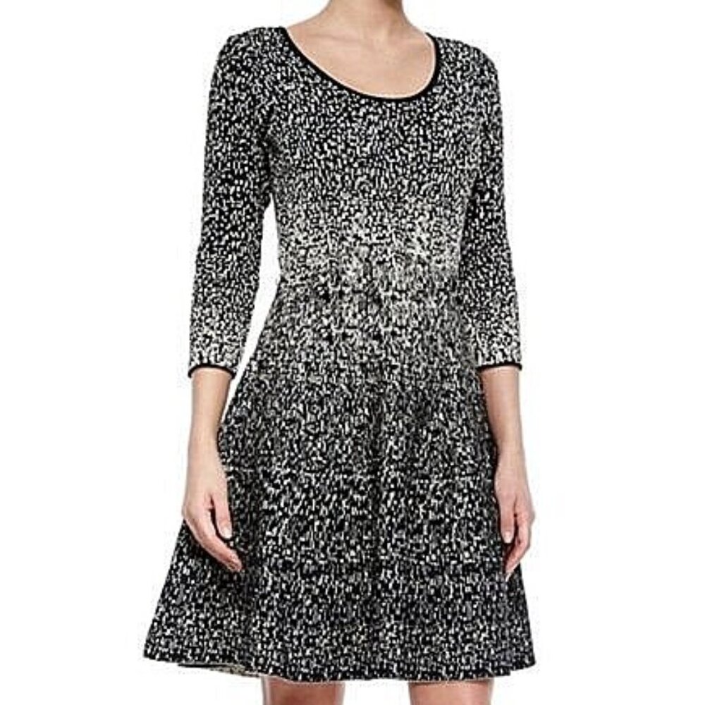 Carmen Marc Valvo "Evening Glory" Black Gold Lurex Dress SZ M